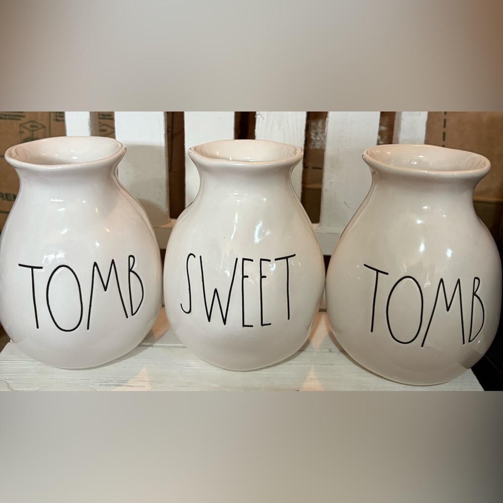 Rae Dunn White Ceramic Vases Set - Tomb Sweet Tomb